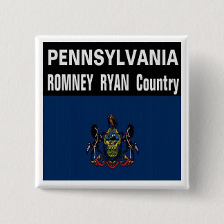 Badge Carré 5 Cm La PENNSYLVANIE est bouton de pays de Romney Ryan