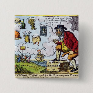 Badge Carré 5 Cm La pierre de progression, John Taureau piaulant