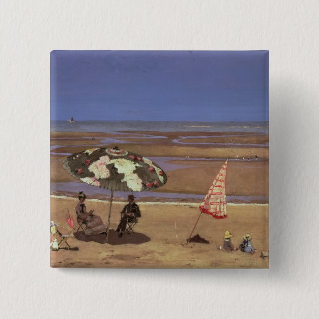 Badge Carré 5 Cm La plage (Devant)