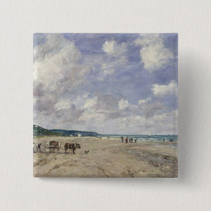 Badge Carré 5 Cm La plage chez Tourgeville, 1893