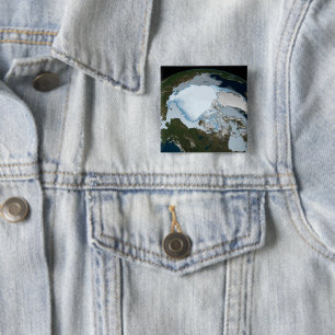 Badge Carré 5 Cm La Planète Terre Montre La Couverture De Glace De