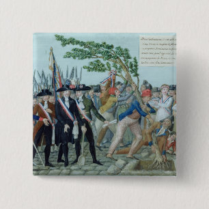 Badge Carré 5 Cm La plantation d'un arbre de la liberté, c.1789