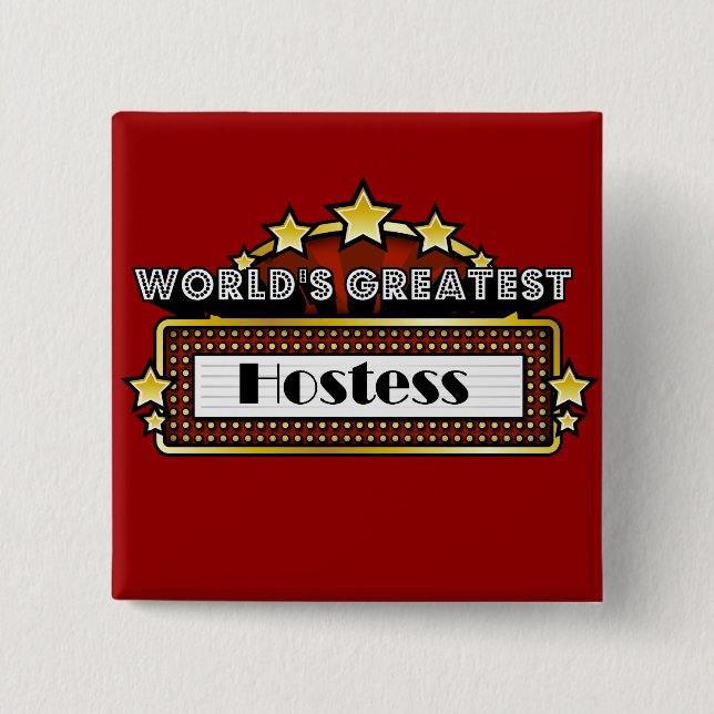 Badge Carré 5 Cm La plus grande hôtesse du monde (Devant)