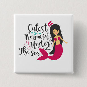 Badge Carré 5 Cm La plus mignonne sirène sous la mer