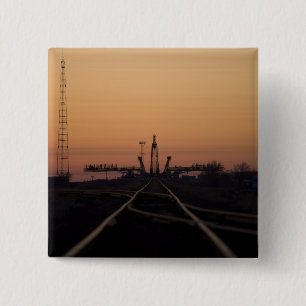 Badge Carré 5 Cm La rampe de lancement Soyouz