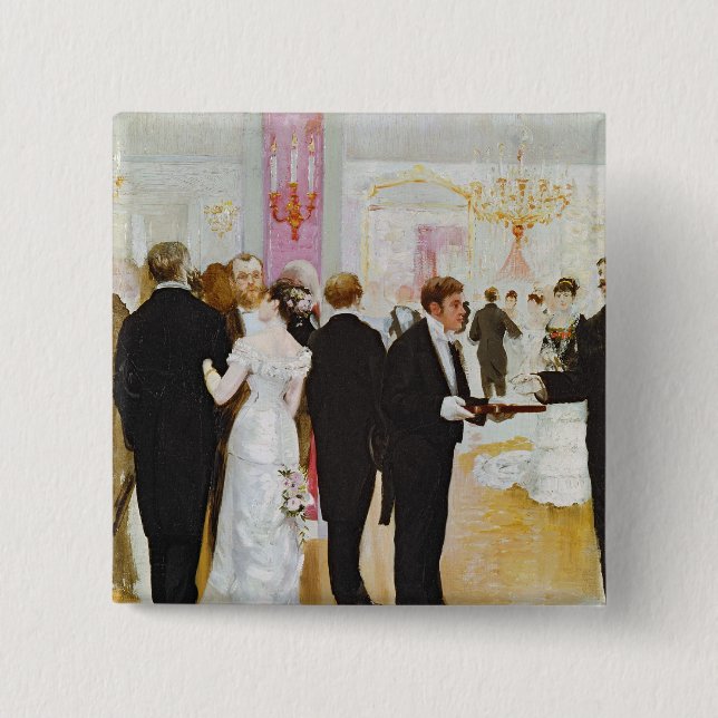 Badge Carré 5 Cm La réception de mariage, c.1900 (Devant)