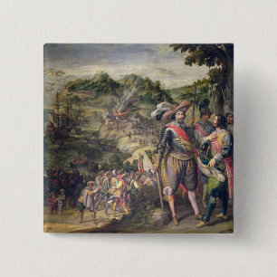 Badge Carré 5 Cm La reconquête de St Kitts, 1629