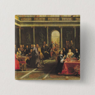 Badge Carré 5 Cm La Reine Christina de la Suède et de sa cour