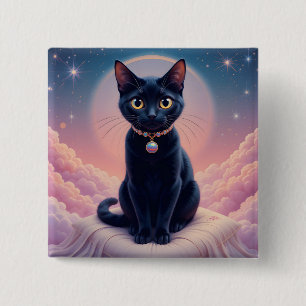 Badge Carré 5 Cm La Reine Du Ciel De Chat Noir
