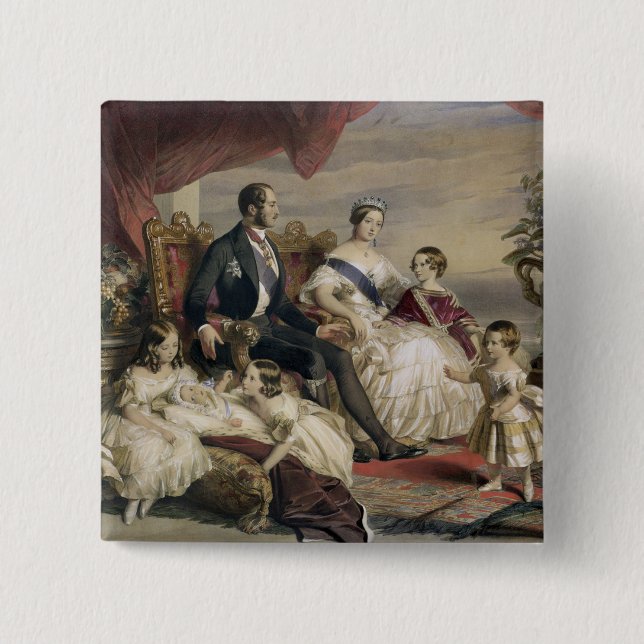 Badge Carré 5 Cm La Reine Victoria (1819-1901) et prince Albert (Devant)