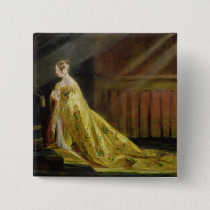 Badge Carré 5 Cm La Reine Victoria dans sa robe longue de