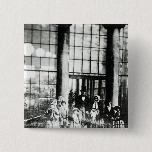 Badge Carré 5 Cm La Reine Victoria et prince Albert avec le leur (Devant)