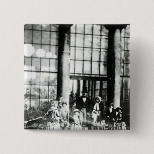 Badge Carré 5 Cm La Reine Victoria et prince Albert avec le leur