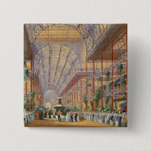 Badge Carré 5 Cm La Reine Victoria ouvrant l'exposition 1862 après
