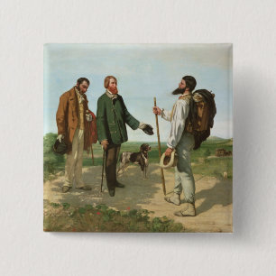 Badge Carré 5 Cm La Rencontre, ou Monsieur Courbet, 1854 de Bonjour