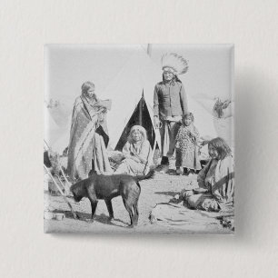 Badge Carré 5 Cm La réservation de Sioux au pin Ridge, le Dakota d