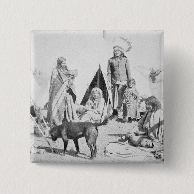 Badge Carré 5 Cm La réservation de Sioux au pin Ridge, le Dakota du (Devant)