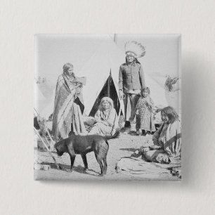 Badge Carré 5 Cm La réservation de Sioux au pin Ridge, le Dakota du