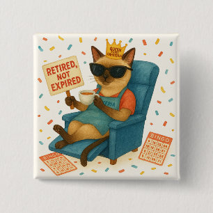 Badge Carré 5 Cm La retraite de la maman de chat c'est boire du caf