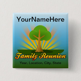 Badge Carré 5 Cm La Réunion de famille faite sur commande, arbre