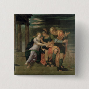 Badge Carré 5 Cm La réunion de Theagenes et de Chariclea