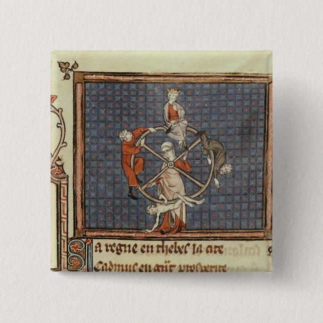 Badge Carré 5 Cm La roue de la fortune, d'Ovide moralisent (Devant)