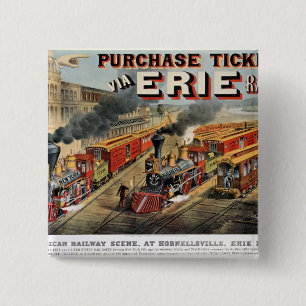 Badge Carré 5 Cm La scène ferroviaire américaine chez Hornellsville