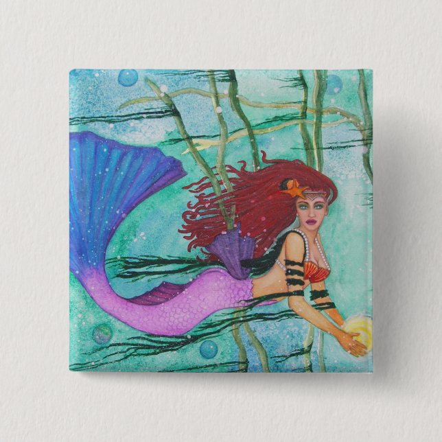 Badge Carré 5 Cm La Sphère Mer (Devant)