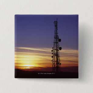 Badge Carré 5 Cm La télécommunication mâte au coucher du soleil