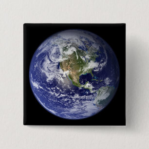 Badge Carré 5 Cm La terre montrant l'hémisphère de l'ouest