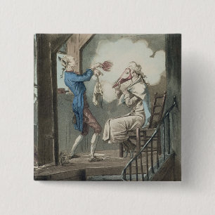 Badge Carré 5 Cm La toilette du commis d'une mandataire, gravée pa