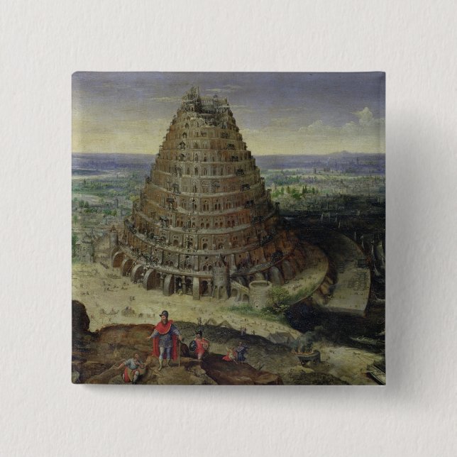 Badge Carré 5 Cm La tour de Babel, 1594 (Devant)