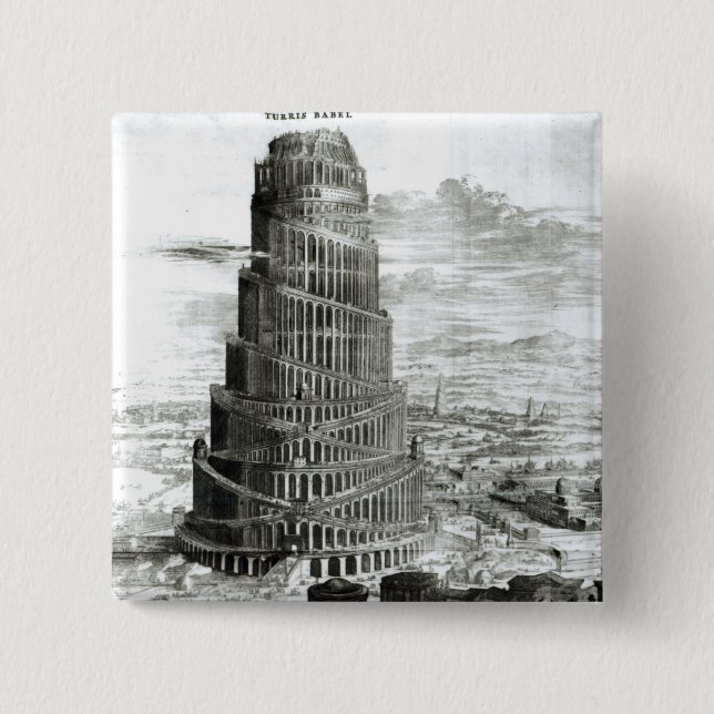 Badge Carré 5 Cm La tour de Babel, 1679 (Devant)
