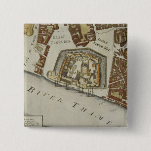 Badge Carré 5 Cm La tour et le St Catherine, détail de la tour