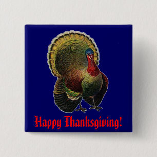 Badge Carré 5 Cm La Turquie Vintage de Thanksgiving