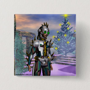 BADGE CARRÉ 5 CM LA VEILLE D'UN CYBORG DE NOUVELLE ANNÉE A DÉCLENCH