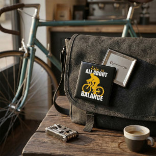 Badge Carré 5 Cm La Vie, c'est l'équilibre du cyclisme, la motivati
