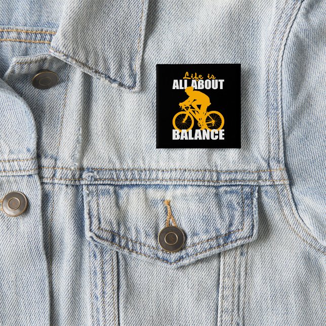 Badge Carré 5 Cm La Vie, c'est l'équilibre du cyclisme, la motivati (Créateur téléchargé)