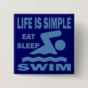 Badge Carré 5 Cm La vie est simple, mangent le bain de sommeil