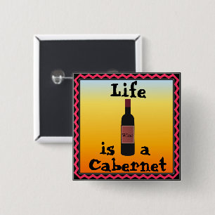 Badge Carré 5 Cm La vie est un bouton Cabernet