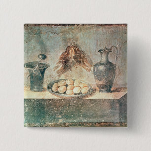 Badge Carré 5 Cm La vie toujours avec des oeufs et des grives