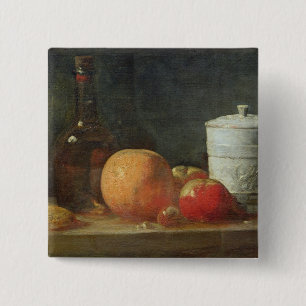 Badge Carré 5 Cm La vie toujours avec la bouteille de fruit et de