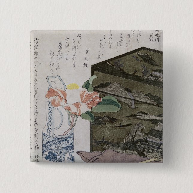 Badge Carré 5 Cm La vie toujours avec un Camelia, c.1820 (Devant)