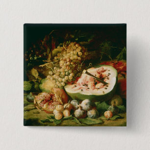 Badge Carré 5 Cm La vie toujours du fruit sur un rebord