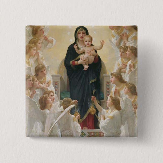 Badge Carré 5 Cm La Vierge avec Angels, 1900 (Devant)