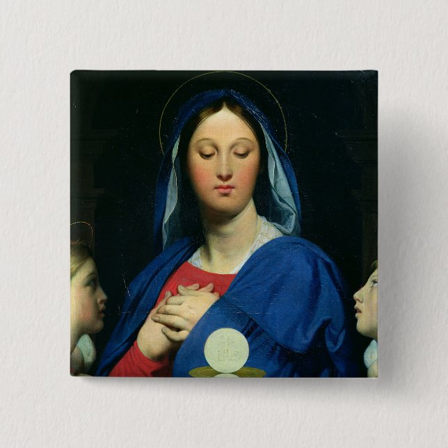 Badge Carré 5 Cm La Vierge du centre serveur, 1866 (Devant)