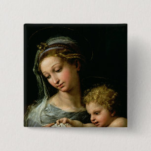 Badge Carré 5 Cm La Vierge du rose, c.1518