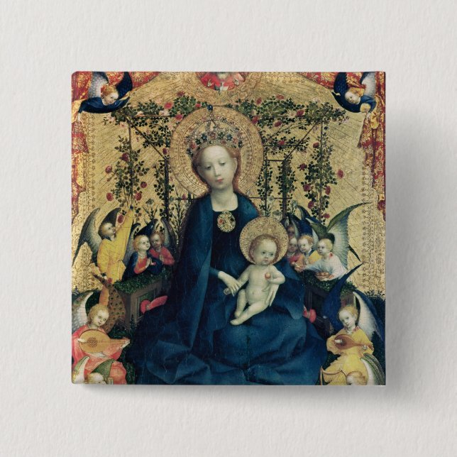 Badge Carré 5 Cm La Vierge du rosier (Devant)