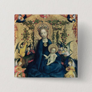 Badge Carré 5 Cm La Vierge du rosier
