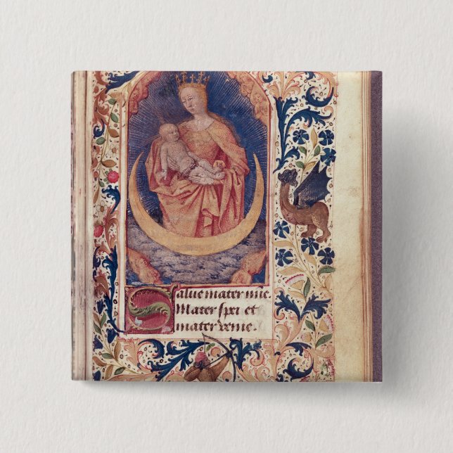 Badge Carré 5 Cm La Vierge et l'enfant (Devant)